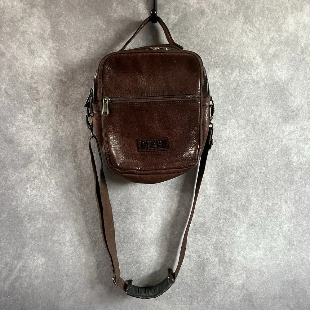 Duluth Trading Company Lifetime Brown Patina Leather Vintage Crossbody Bag